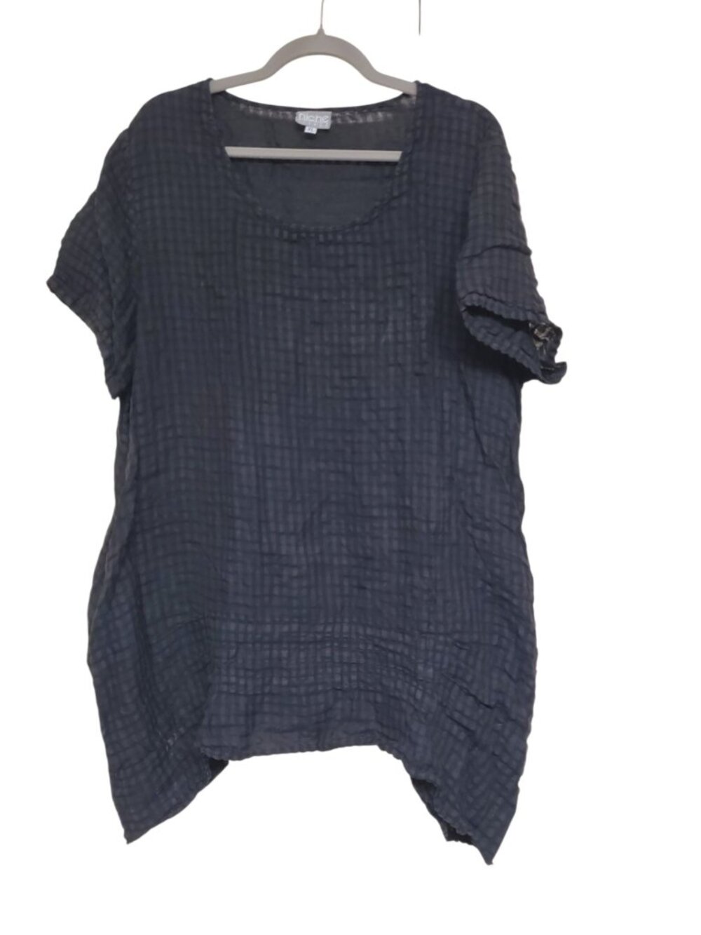 Niche Nilgun Derman Vintage Black Mega Pebble Asymmetrical Lagenlook Tunic XL